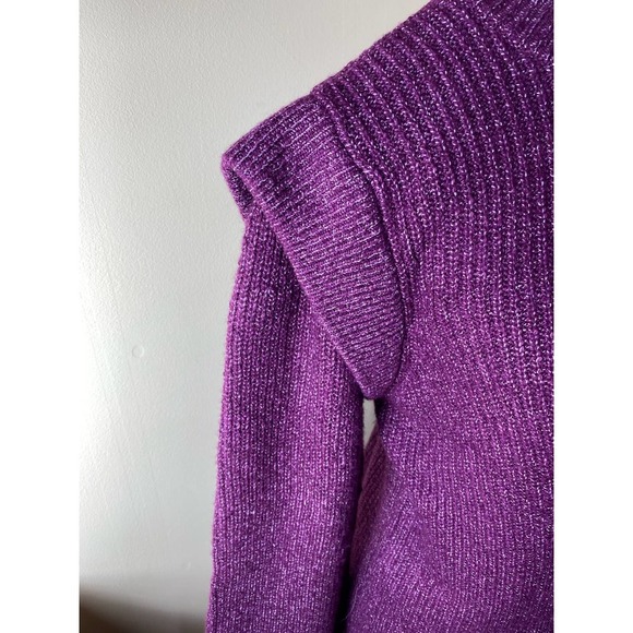 Who What Wear Purple Modern Sweater Shoulder Detail 1980s Inspired Small NEW - Picture 3 of 8